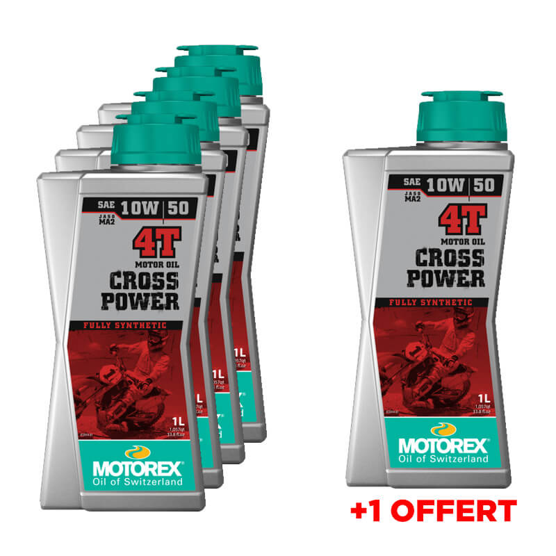 Pack Huile MOTOREX Cross Power 4T - 10W50 - 4 + 1 GRATUIT