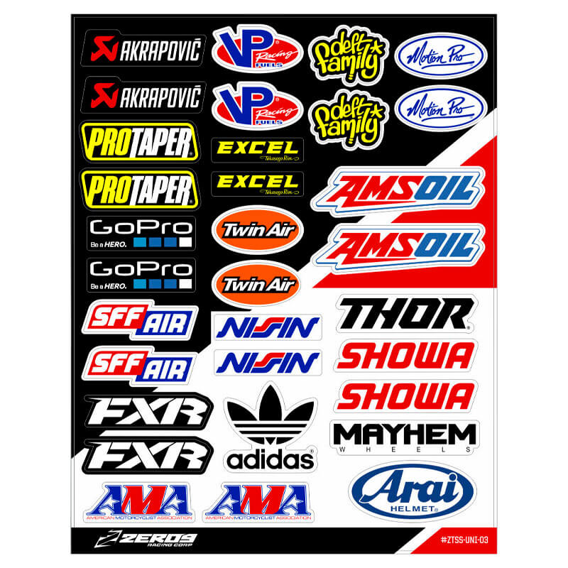 Planche de Stickers Universels Sponsors 1 - Zeronine