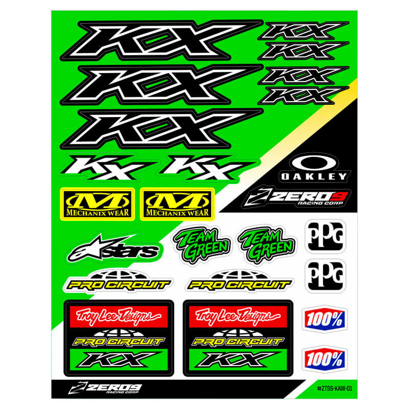 Planche de Stickers Kawasaki Sponsors - Zeronine