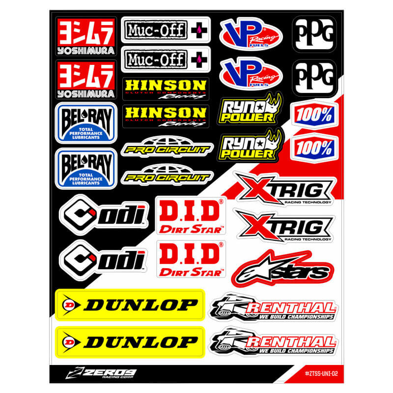 Planche de Stickers Universels Sponsors 2 - Zeronine