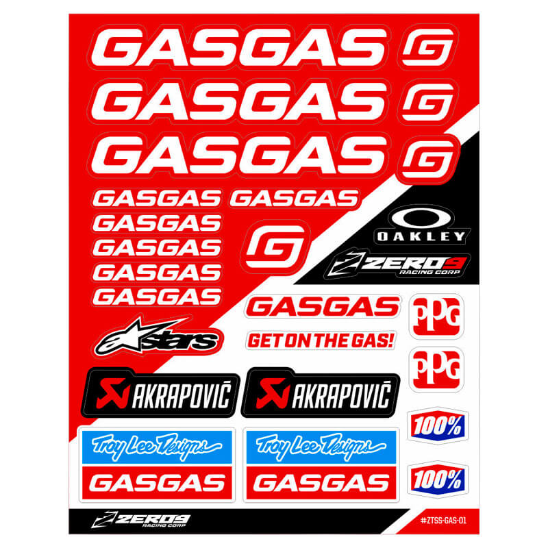 Planche de Stickers GASGAS Sponsors - Zeronine