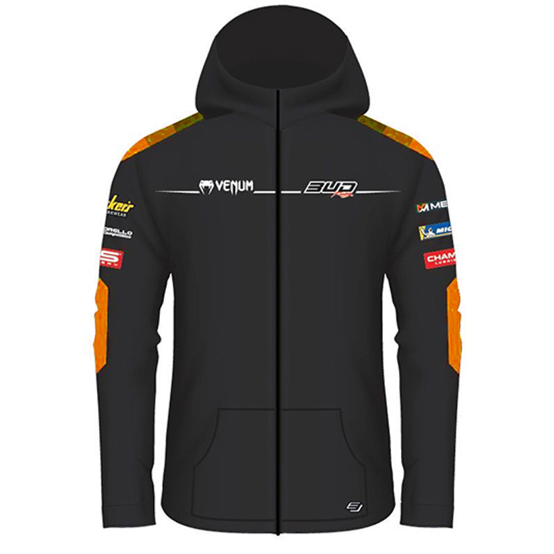 Sweat Enfant Bud Racing Team à Capuche Zip Orange/Noir
