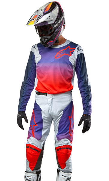 Tenue Cross Alpinestars Racer Hoen Gris/Violet/Rouge 2024