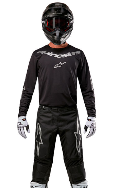 Tenue Cross Alpinestars Fluid Graphite Noir/Gris Argenté 2025