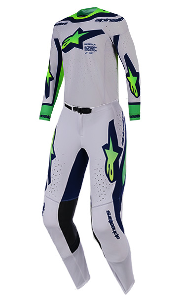 Tenue Cross Alpinestars Supertech Vista Gris/Vert Fluo 2026