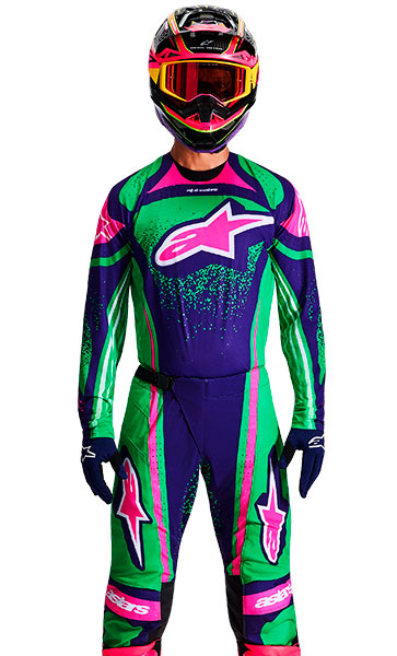 Tenue Cross Alpinestars Techstar Nomur Vert/Rose 2026