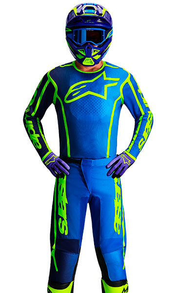 Tenue Cross Alpinestars Fluid Apex Bleu/Jaune Fluo 2026