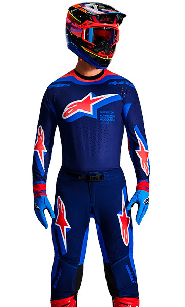 Tenue Cross Alpinestars Supertech Vista Jaune Bleu/Rouge 2026