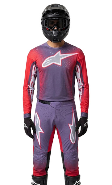Tenue Cross Alpinestars Supertech Hiten AFD Violet/Rouge 2027