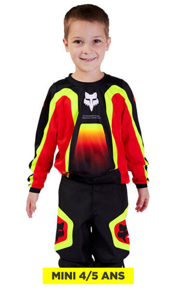 Tenue Cross Enfant Fox Racing 180 Ballast Noir/Rge 4/5 Ans 2024