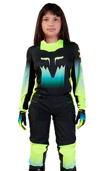 Tenue Cross Enfant Fille Fox Racing 180 Flora Jaune Fluo 2024