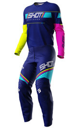 Tenue Cross Enfant SHOT Draw Indy Bleu/Jaune Fluo 2024