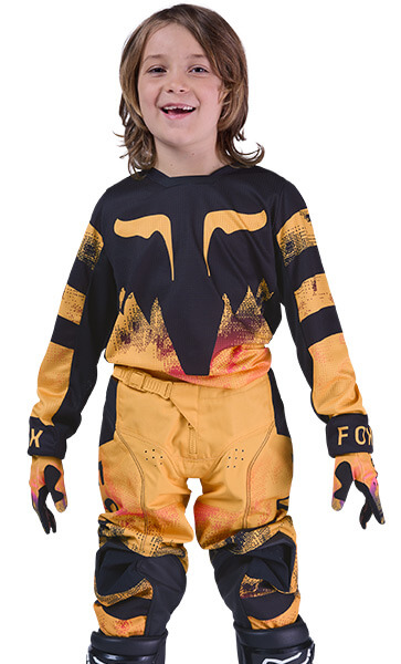 Tenue Cross Enfant Fox Racing 180 Kairos Orange/Noir 2026