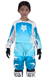 Tenue Cross Enfant Fille Fox Racing 180 Shield Bleu/Blanc 2026