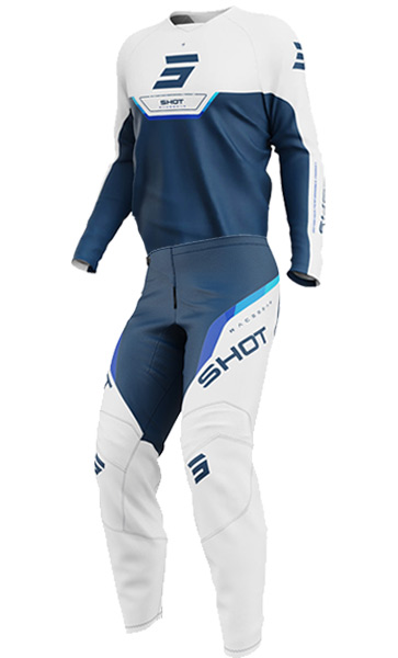 Tenue Cross Enfant SHOT Draw Daytona Bleu/Blanc 2026