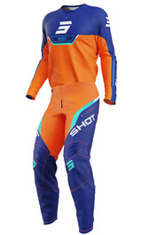 Tenue Cross Enfant SHOT Draw Daytona Orange/Bleu 2026