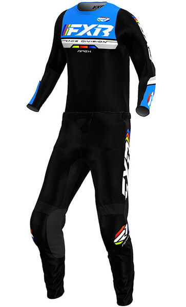 Tenue Cross Enfant FXR Racing Apex Noir/Bleu 2026