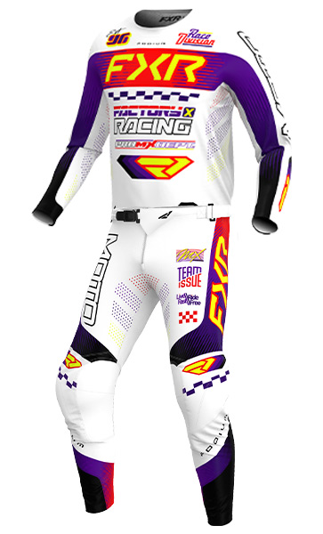 Tenue Cross Enfant FXR Racing Podium Blanc/Violet 2026