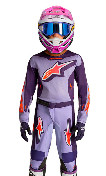 Tenue Cross Enfant Alpinestars Fluid Hunt Violet/Rouge 2027