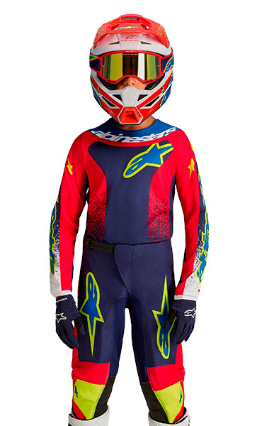 Tenue Cross Enfant Alpinestars Fluid Drag Bleu/Rouge/Vert 2027