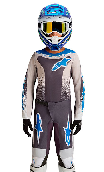 Tenue Cross Enfant Alpinestars Fluid Drag Noir/Gris/Bleu 2027
