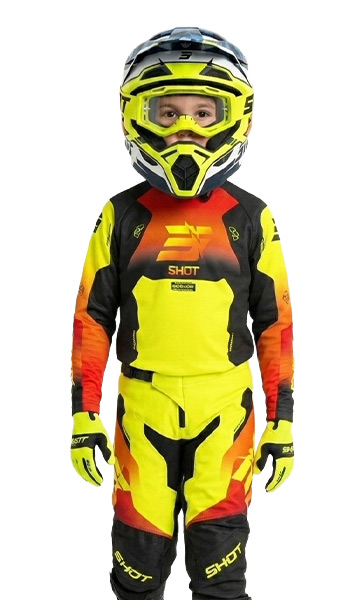 Tenue Cross Enfant SHOT Draw Rocket Jaune Fluo/Noir 2027