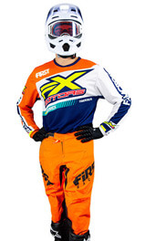 Tenue Cross FX MOTORS Racing Line Orange/Bleu Marine