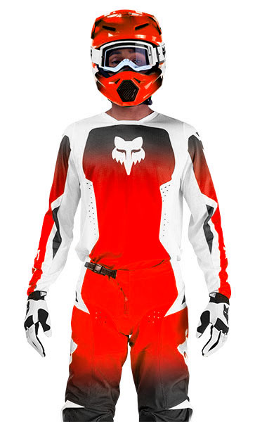 Tenue Cross Fox Racing 180 Shield Blanc/Rouge Fluo 2026