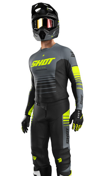 Tenue Cross SHOT Devo Peak Gris/Noir/Jaune Fluo 2024