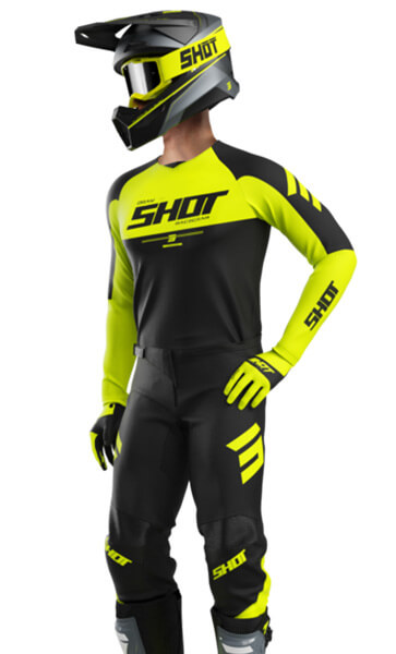 Tenue Cross SHOT Draw Private Jaune Fluo/Noir 2026