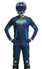 Tenue Cross SHOT Contact Stream Bleu/Jaune Fluo 2027