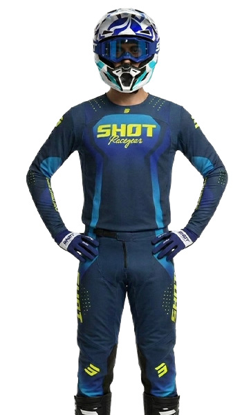 Tenue Cross SHOT Contact Stream Bleu/Jaune Fluo 2027