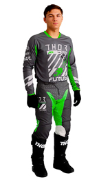 Tenue Cross THOR MX Launchmode Futura Gris et Vert 2026