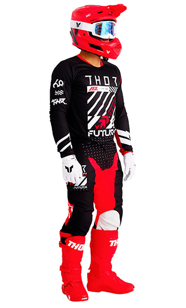 Tenue Cross THOR MX Launchmode Futura Noir et Rouge 2026