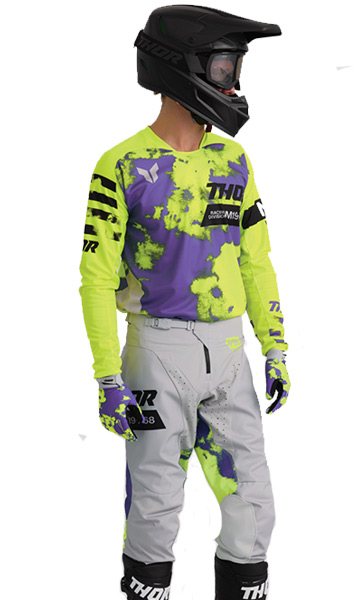 Tenue Cross THOR MX Launchmode Bleach Jaune Fluo / Violet 2026