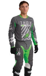Tenue Cross THOR MX Launchmode Futura Gris et Vert 2026