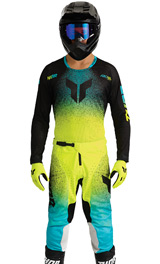 Tenue Cross THOR MX Launchmode Air Darkside Bleu/Jaune Fluo2027