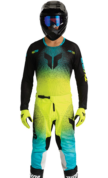 Tenue Cross THOR MX Launchmode Air Darkside Bleu/Jaune Fluo2027
