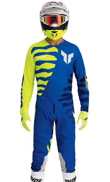 Tenue Cross THOR MX Launchmode Shredder Bleu/Jaune Fluo 2027