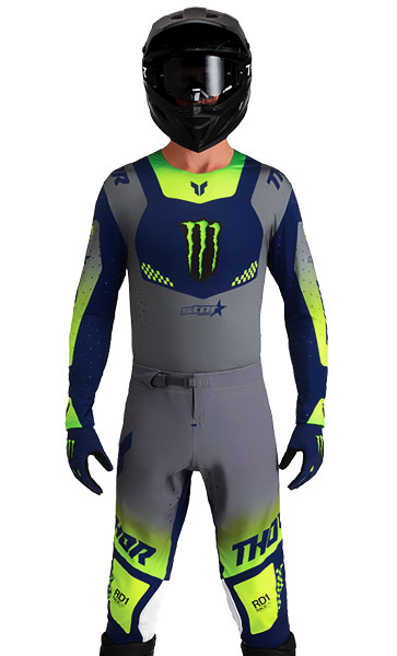 Tenue Cross THOR MX Monster Energy Gris/Bleu LE 2027