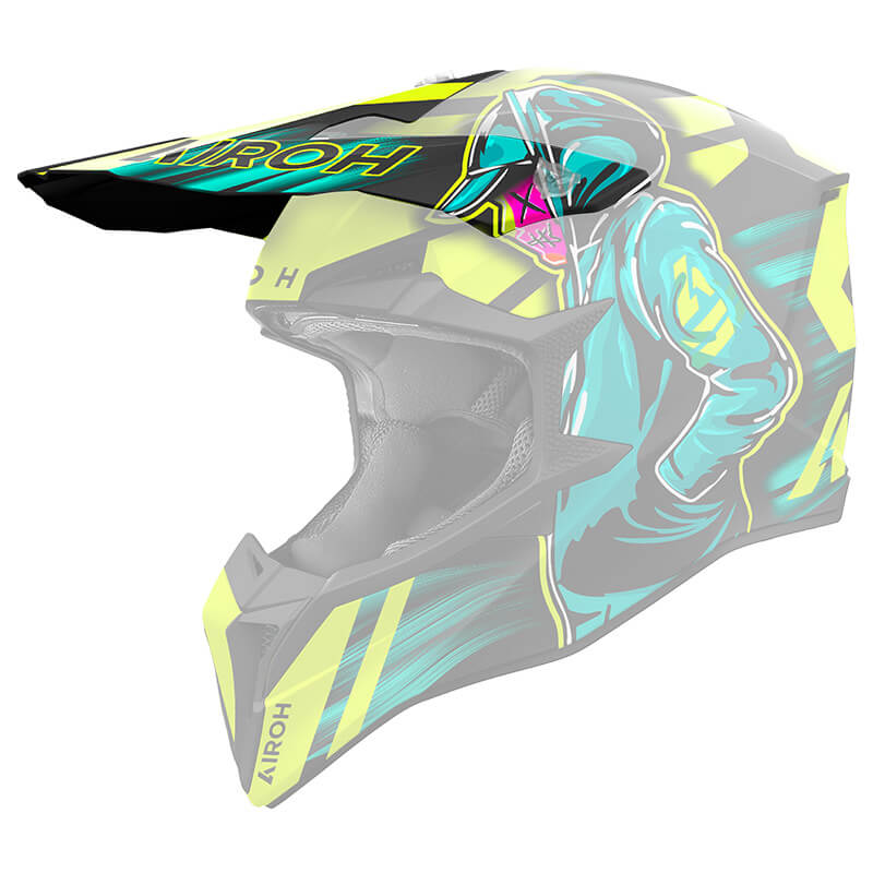 Visière Casque Airoh Aviator Wraaap Cyber Jaune Fluo/Bleu