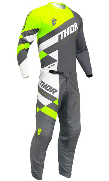 Tenue Cross THOR MX Sector Checker Jaune Fluo/Gris 2024