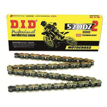 DID Motorradkette 520 DZ2 - 118 Glieder, Gold Mit Clipschloss - Ideal Für Offroad Bis 450 Ccm