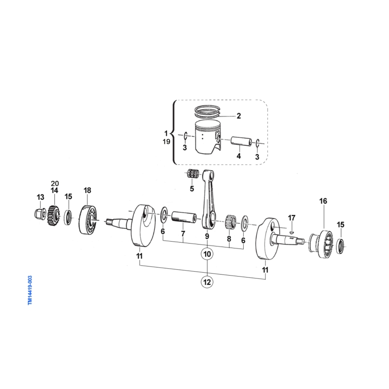 VILEBREQUIN ET PISTON TM 144 MX 2T 2025