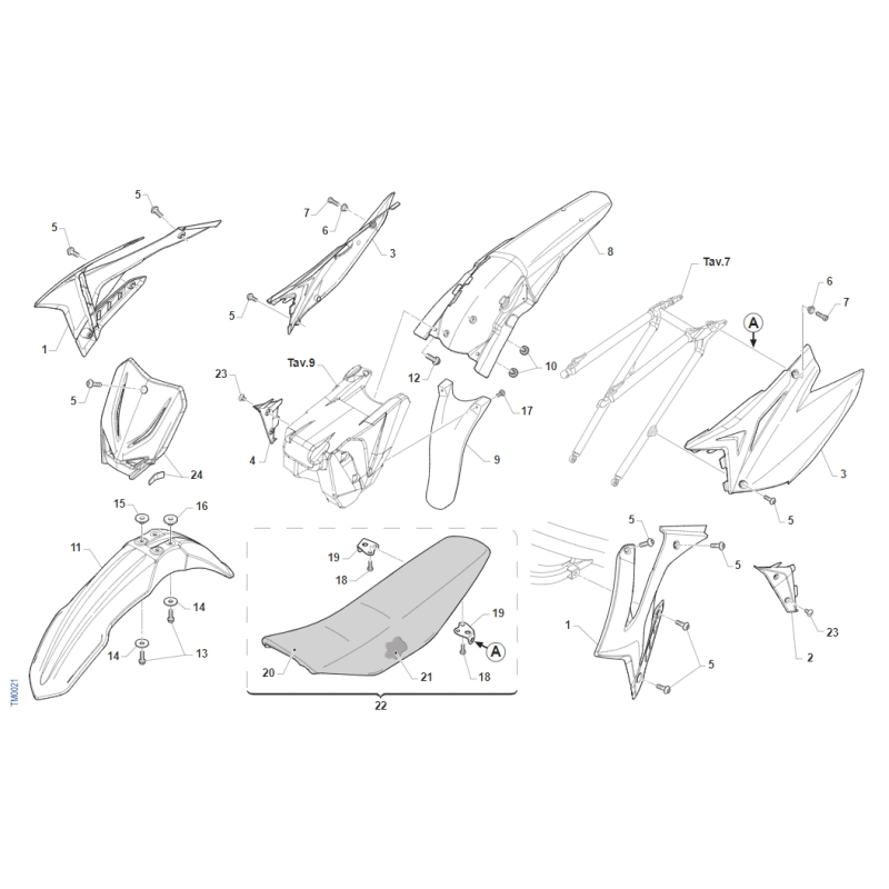 PLASTIQUES TM 250 MX FI 4T 2019-2021