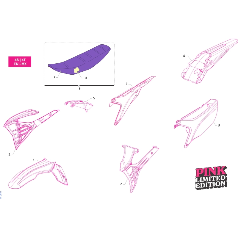 PLASTIQUES 4T ENDURO PINK TM 250 MX FI 4T 2024