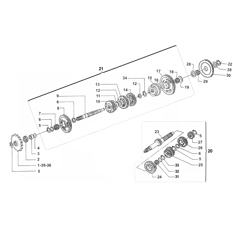 BOITE DE VITESSE TM 125 MX 2T 2020-2024