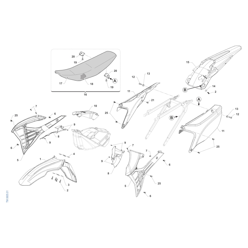 PLASTIQUES ET SELLE TM 450 SMR FI 4T 2025