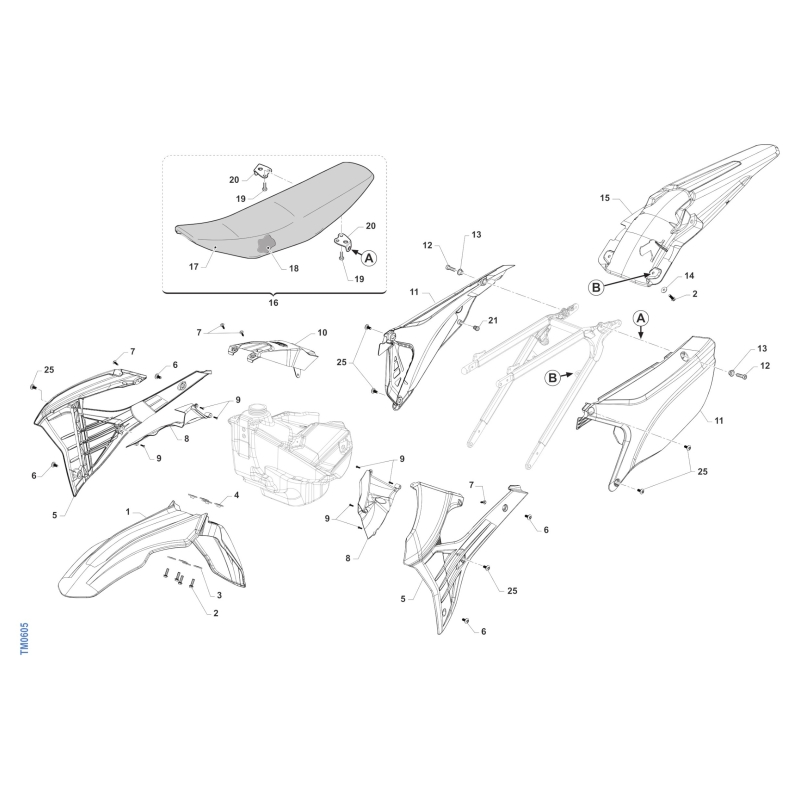 PLASTIQUES ET SELLE TM 125 SMR FI 2T 2025