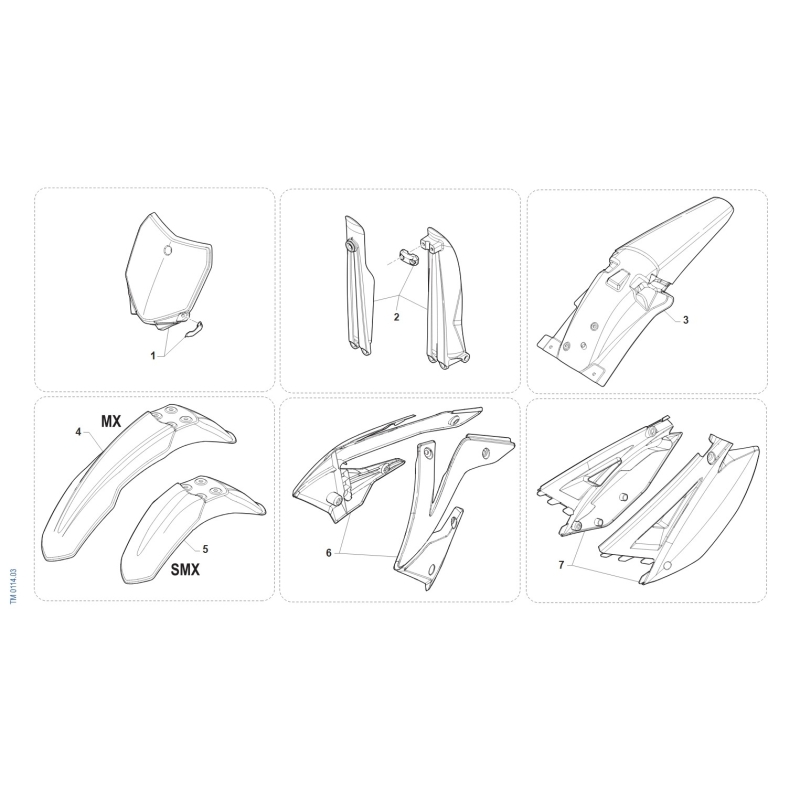 PLASTIQUES NOIRS pour TM 85 MX JUNIOR 2T 2026
